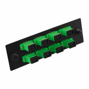 Adapter faceplate with adapters for LAN-FOBM enclosure